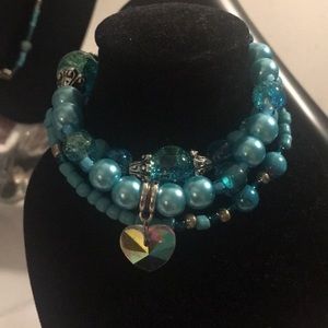Beautiful teal bracelets.